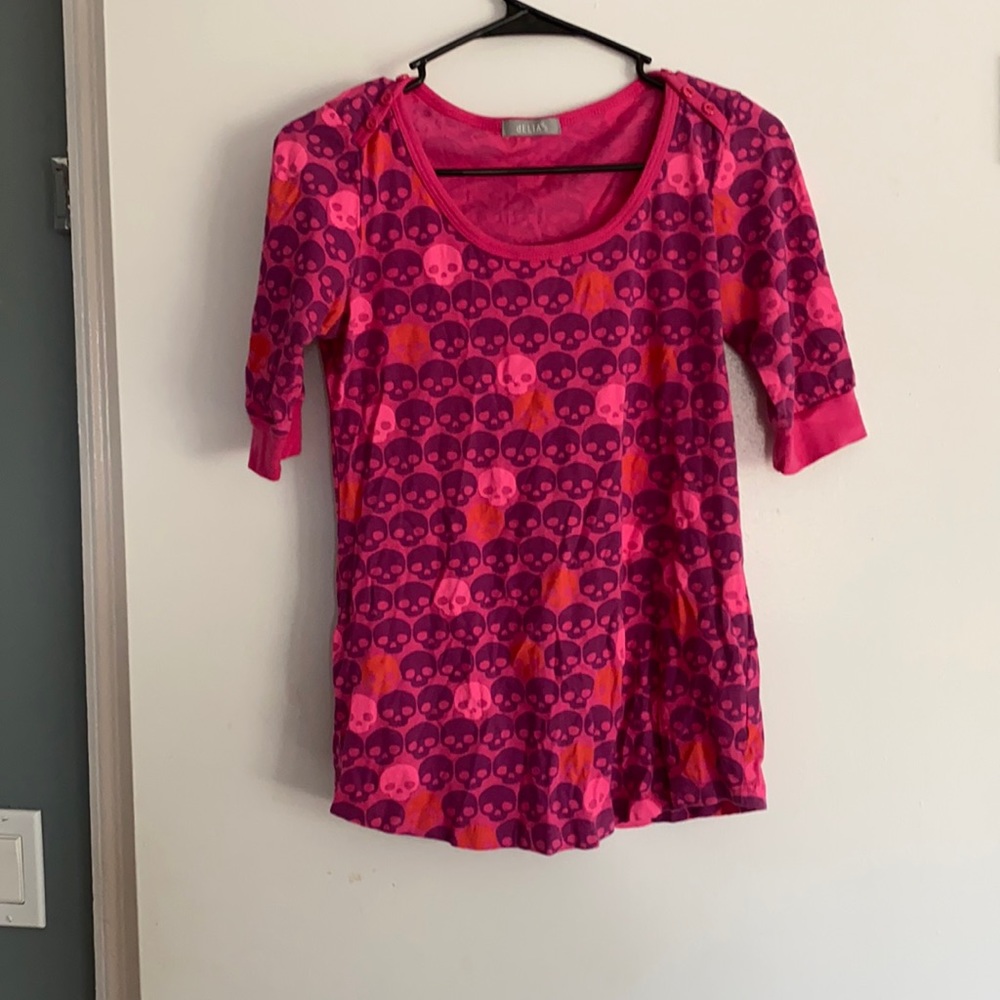 Pink skull 1/2 sleeve shirt